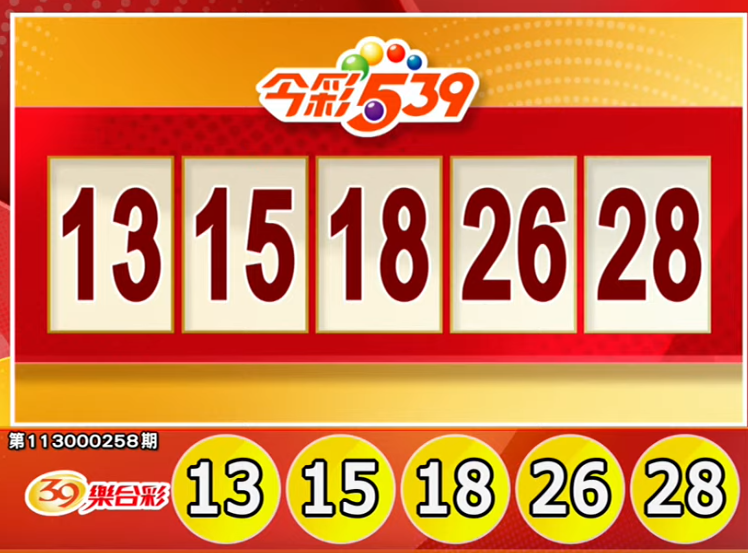 今彩539、39乐合彩开奖号码。（撷取自三立iNEWS《全民i彩券》）